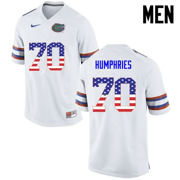 NCAA Florida Gators D.J. Humphries Men's #70 USA Flag Fashion Nike White Stitched Authentic College Football Jersey CMJ6164CY